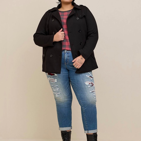 Torrid Fleece Peacoat Jacket Black 2X - Picture 10 of 12